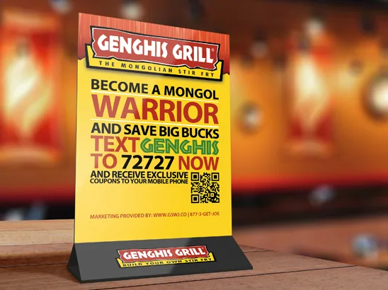 Genghis Grill, Table Tent